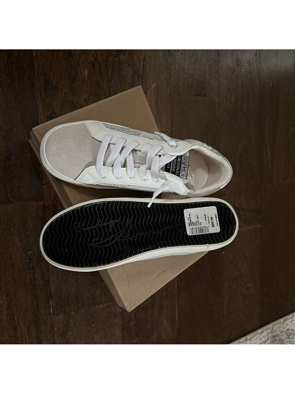 Vintage Havana-Edge Croc Embossed Leather Sneakers-size 7.5 Gray/white-Brand New - Picture 6 of 14
